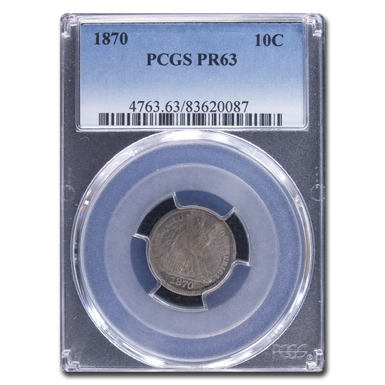 1870 Liberty Seated Dime PR-63 PCGS 1870 Liberty Seated Dime PR-63 PCGS